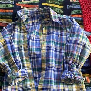 Polo by Ralph Lauren Blue, Yellow & Green Plaid Button-Down Shirt